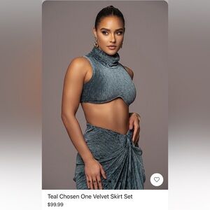 Teal velvet two piece